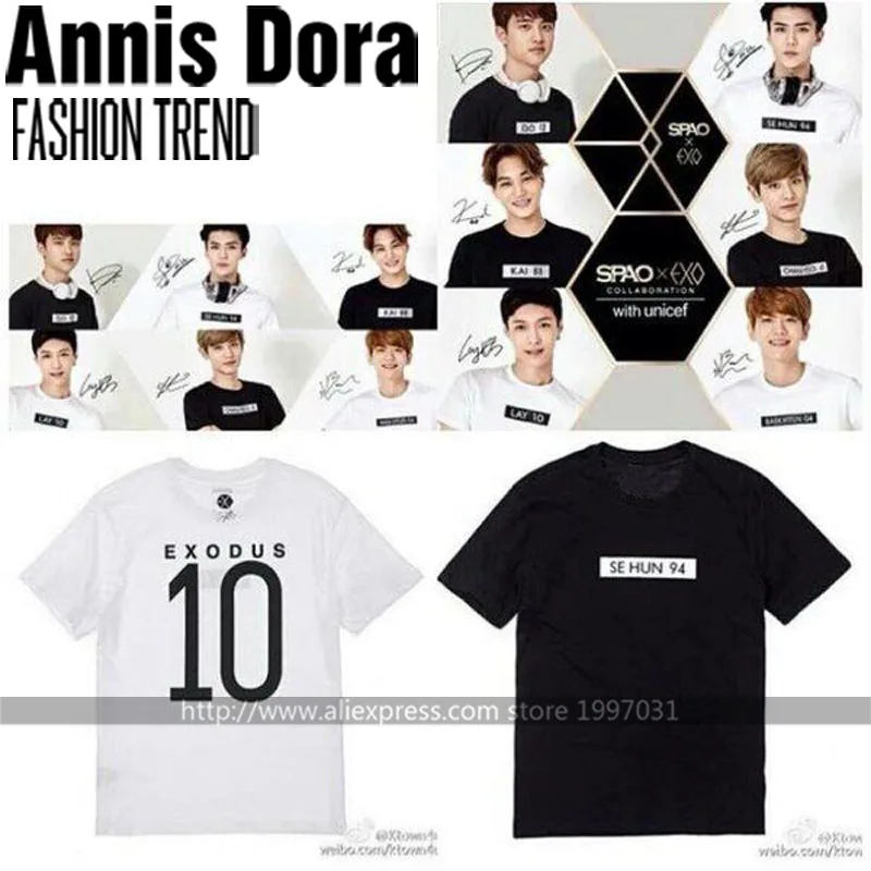 KPOP EXO M Exodus Chen Luhan Kris Tao Lay Xiumin/футболка с короткими рукавами в одинаковом стиле|t-shirt