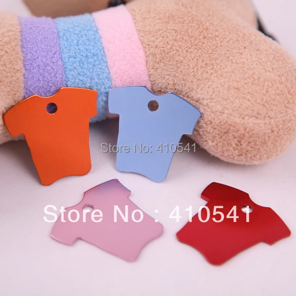 

Free Shipping Mix Colors 1000 Pcs/ Lot Custom Aluminum Alloy T-shirt Shaped dog Tags Charm Pet ID Tags Dog name tags Pet ID Tags
