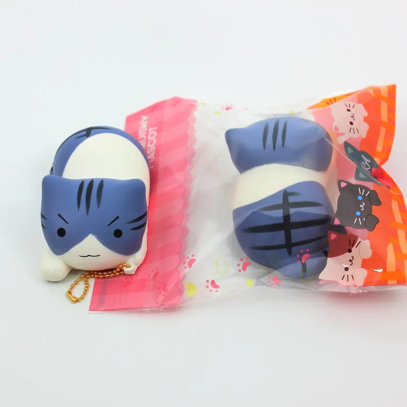 New arrival Hot sale 10cm original pack kawaii squishy slow rising naughty cat KT toys bags phone charm strap keychain squishies