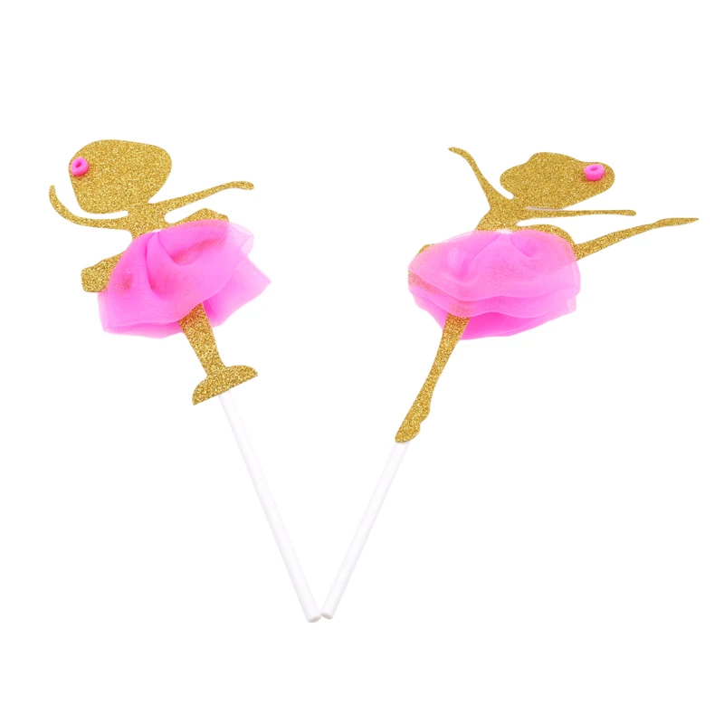 2 шт. торт Топпер Bling Танцы балетки для девочек вставить карту с Пластик палку