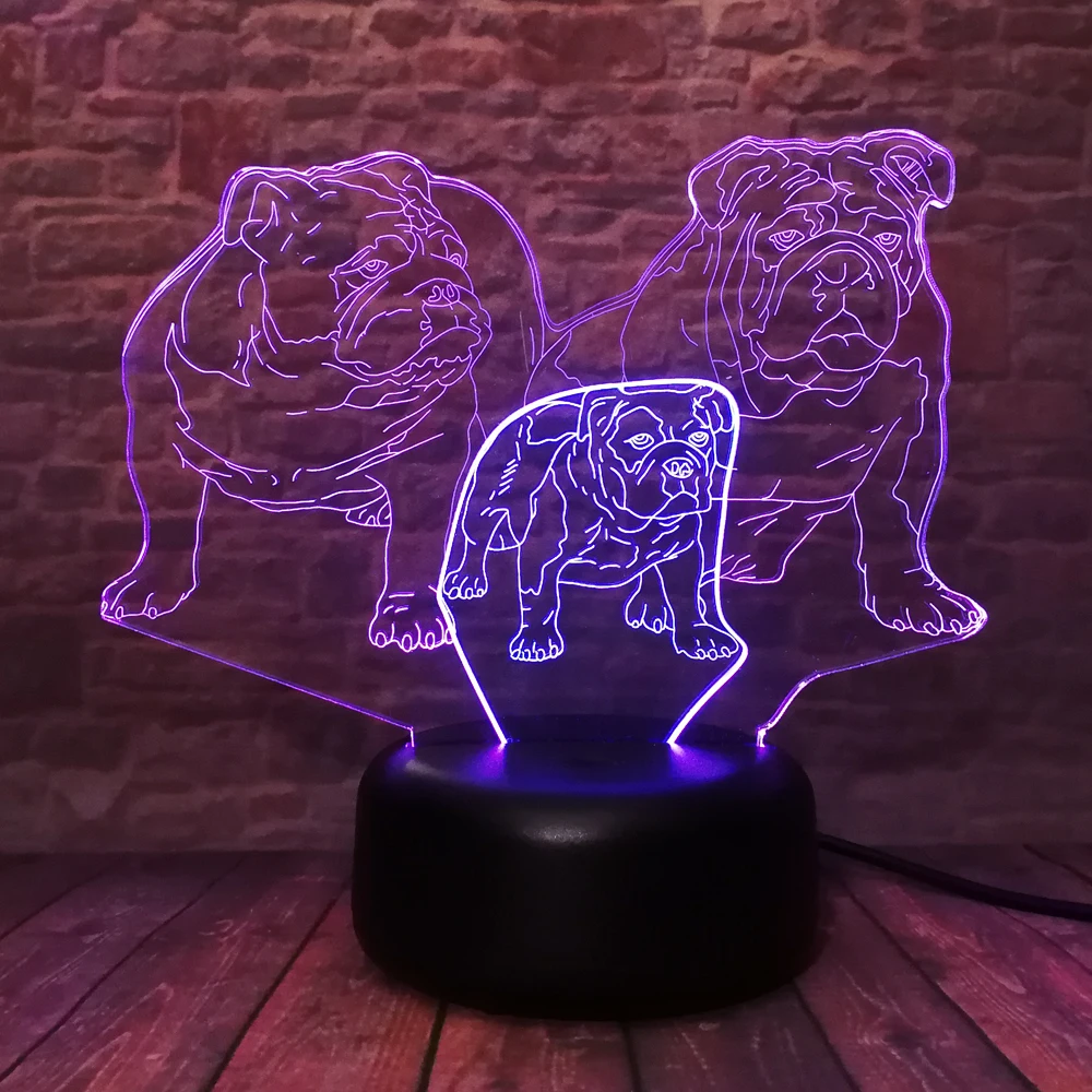 Новинка 3D милая мопса щенок смешанный Ночной светильник 7 цветов