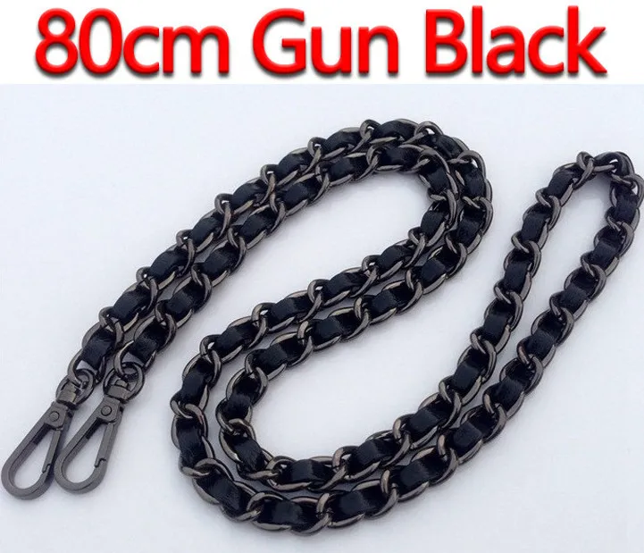 80cm Gun Black DIY 40 см-140 см черный кожаный кошелек ручки 11 мм Замена Металл золото, серебро, бронза, пистолет черный цепи сумка ремни - Цвет: 80cm Gun Black