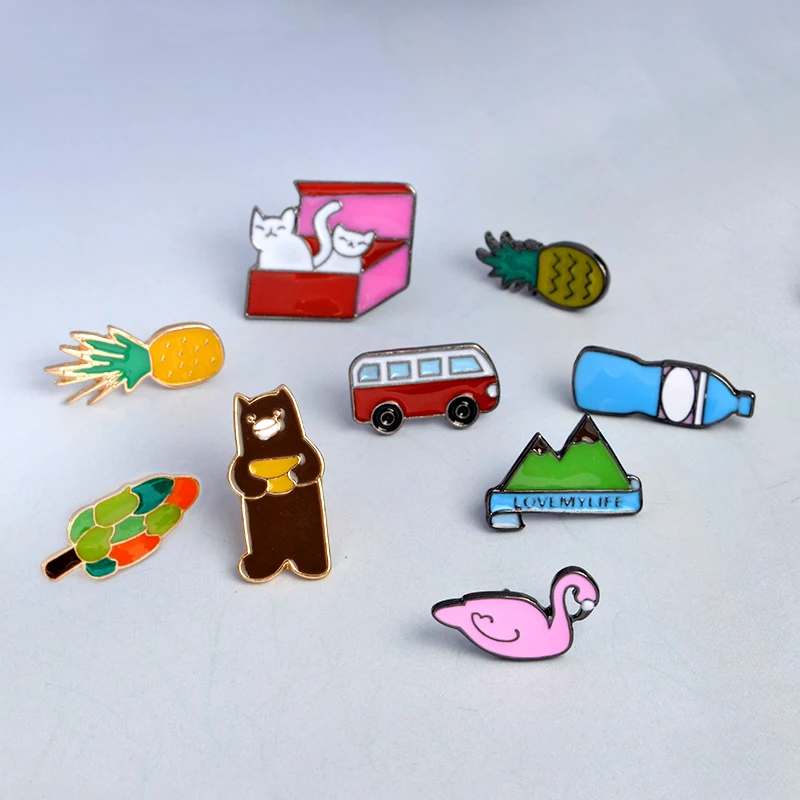 Женская эмалированная мини-булавка с лацканами в коробке изображением ананаса