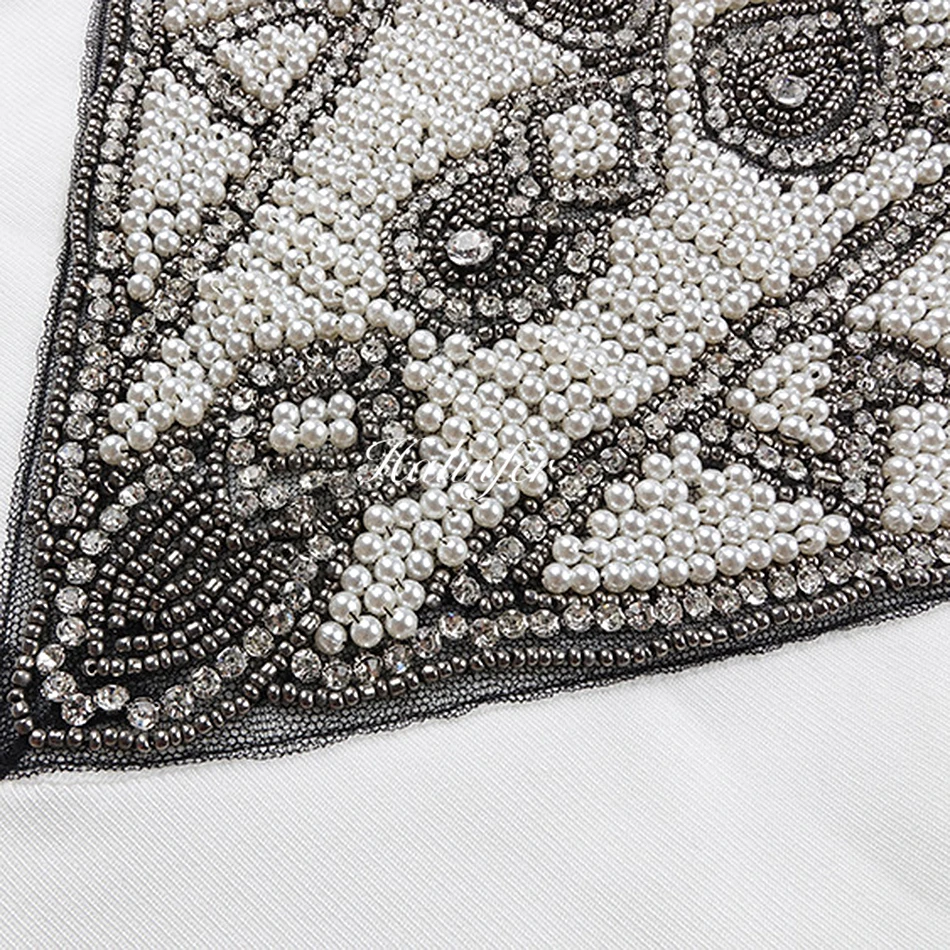 Женское облегающее платье Halinfer черное или белое без бретелек с бусинами для