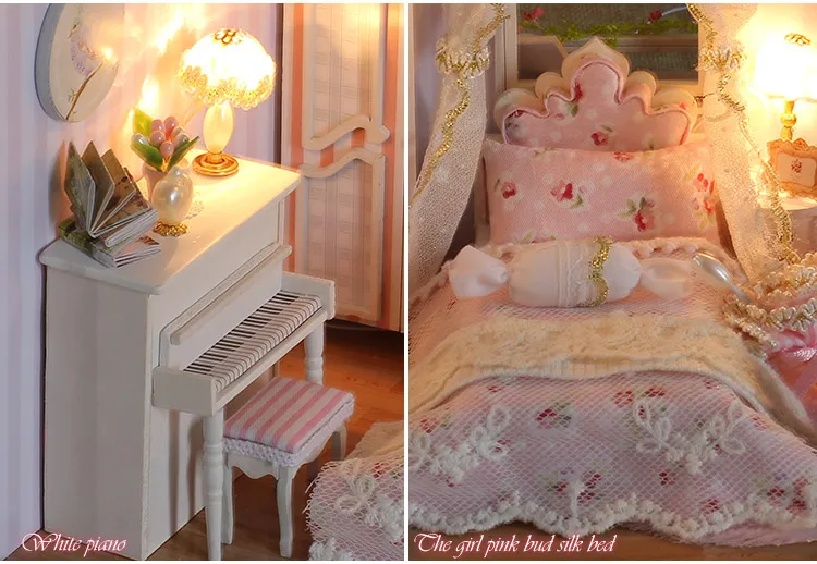 Элегантный DIY кукольный домик с мебелью 3D креативная деревянная модель ручной работы кукольный дом подарок на день рождения Дети розовые воспоминания игрушки CF02# D