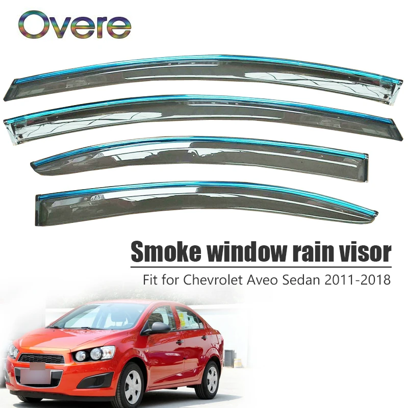 

Overe 4Pcs/1Set Smoke Window Rain Visor For Chevrolet Aveo Sedan 2011-2014 2015 2016 2017 2018 Awnings Shelters Accessories