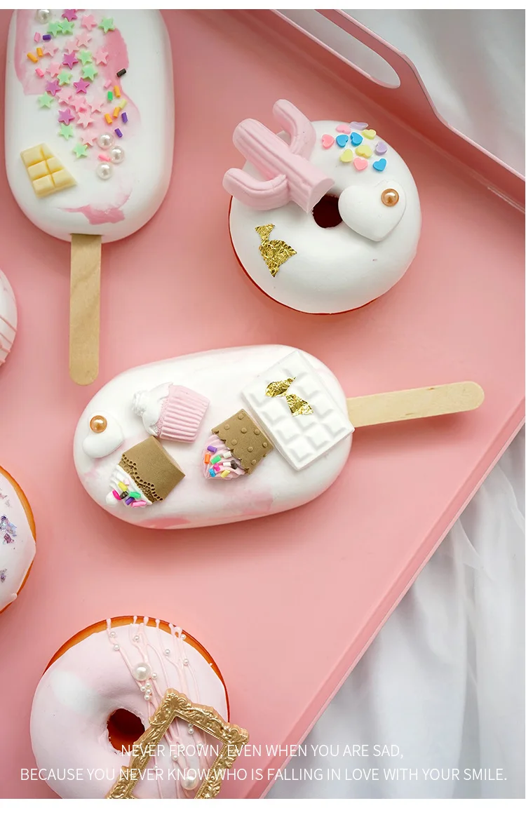 Artificial ice cream cake simulation donut toy window decoration fake snack ice cream ins wind donut Exquisite Gift for Girl