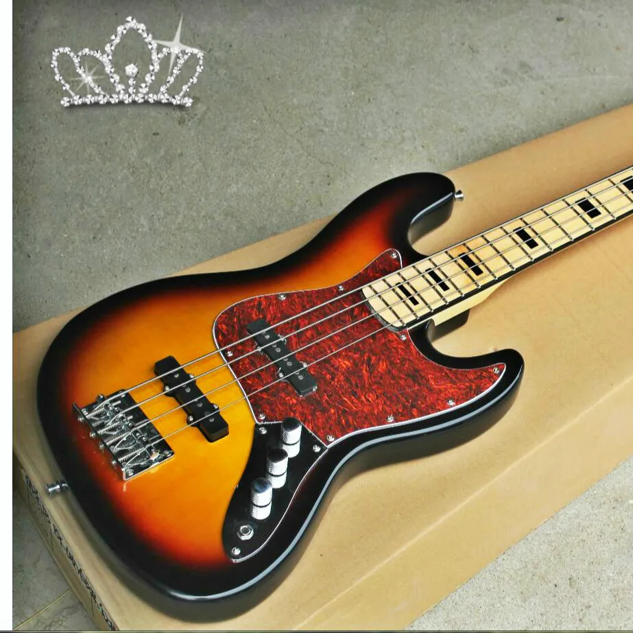 Высочайшее качество FDJB-5001 3TS однотонные корпус из липы клен гриф Jazz Bass электрогитара