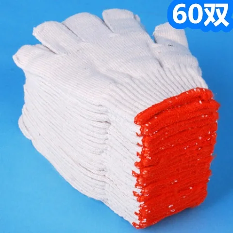 ITAX-9913 Cotton gloves labor protection work wear-resistant thickening antiskid auto repair - Цвет: 60 pairs