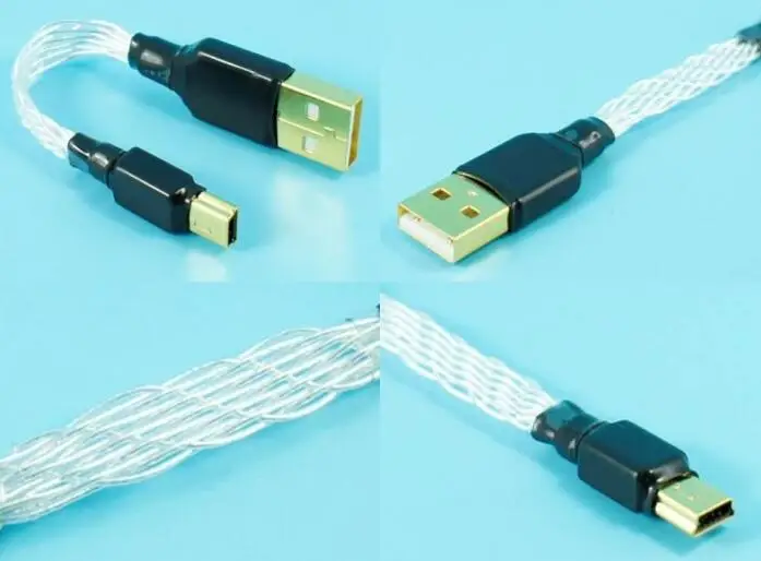 12 см Mini USB к 2 0 HiFi аудиофил высокоскоростное соединение чистого серебра кабель |