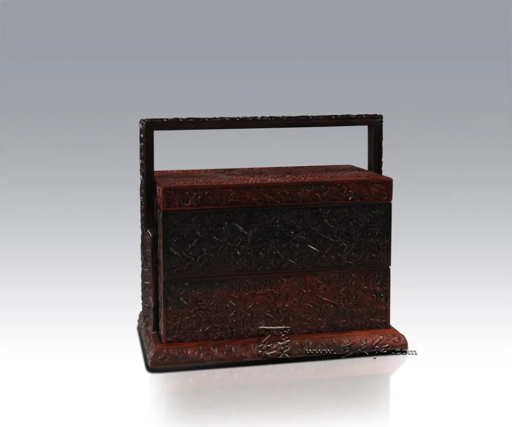 Китайская классическая переноска еды ручные корзины из красного дерева Carven