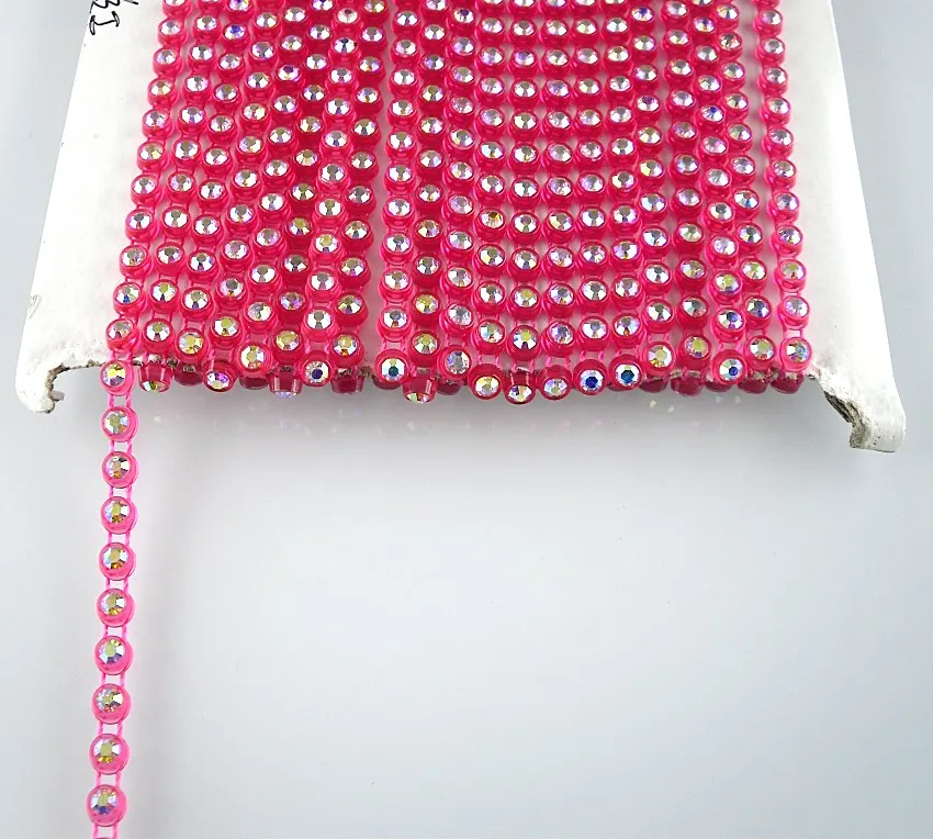 Diy SS12 класс AB Хрустальные стеклянные камни 3 мм Стразы по изготовлению крышек для пластиковых стаканчиков одежда обувь шляпа свадебные украшения, деревообрабатывающее кантовальное цепи, то на 2 размера больше - Цвет: rose chain