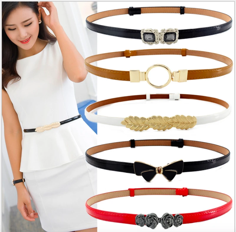 Hot Sales Women Belt Adjustable Waist Rose Metal Rectangle Buckle Alloy Head Accessories Classic Simple for Female Dress | Аксессуары