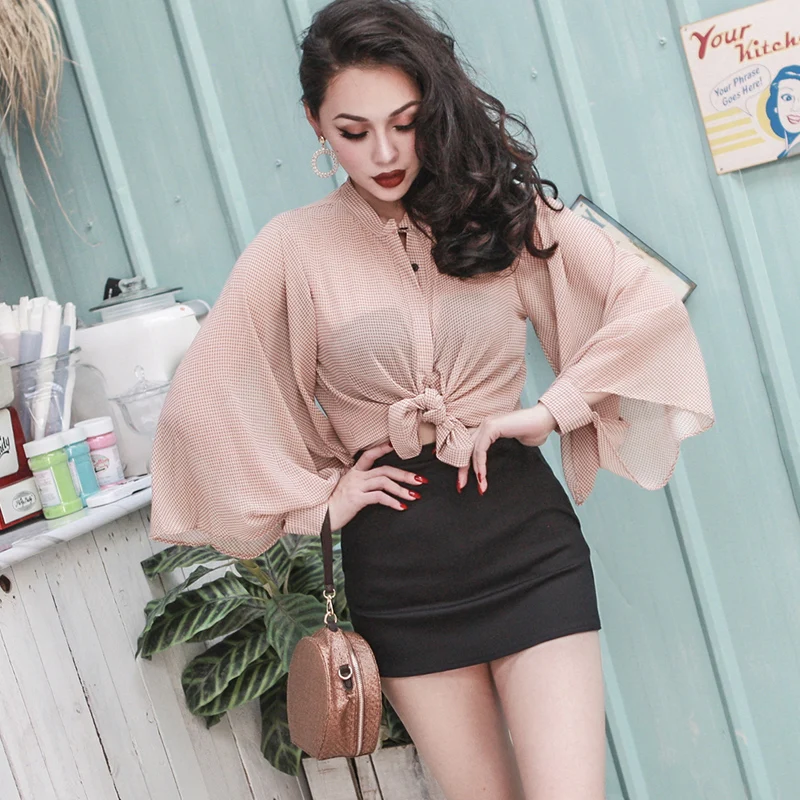 2018 Summer Elegant See Through Chiffon Blouse Big Flare Sleeve Stylish Slim Shirt Women Soft Touch Fabric One Size Fits All