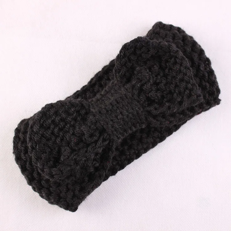 Горячая Распродажа повязка на голову для маленьких девочек вязаная с большим