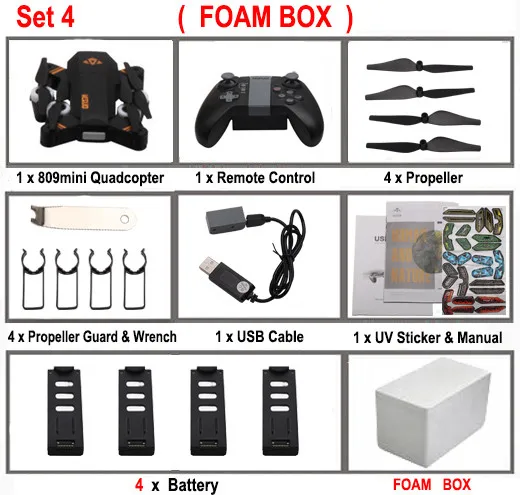 Set4 VISUO XS809MINI селфи Дрон с широким углом 2MP HD камера RC Дрон Профессиональный вертолет WiFi FPV RC Квадрокоптер VS XS809HW - Цвет: Set4
