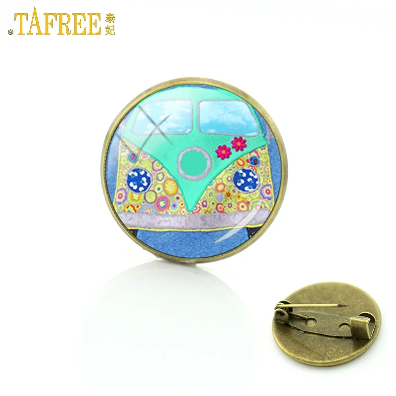 TAFREE Античная бронзовая расцветка Hippie PEACE ЗНАК Ван автобус броши для мужчин и женщин Винтажная модная Автомобильная Ювелирная брошь значок булавки подарок CT108 - Окраска металла: CT118