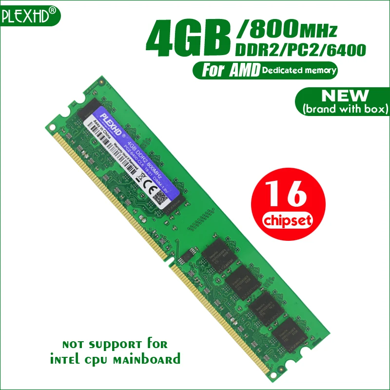 Новый PLEXHD 4 Гб 16 чипов DDR2 PC2 6400 800 МГц 4G для настольных ПК DIMM оперативная память 240