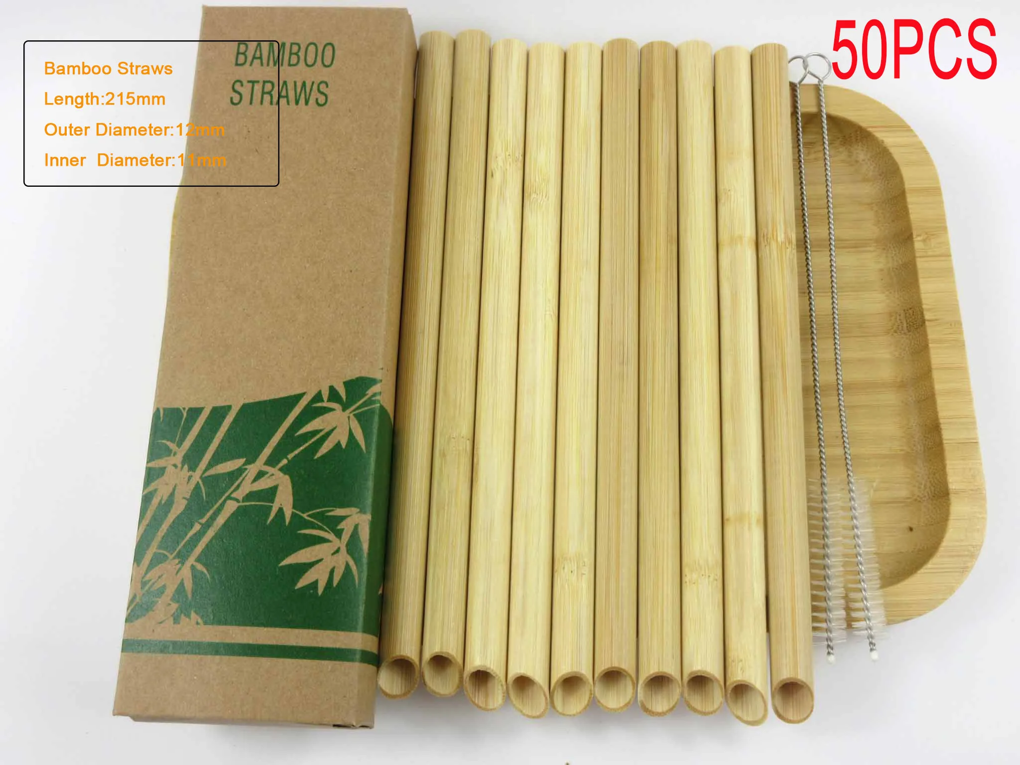 50PCS Оптовые продажи 100 шт легкие экологически чистые многоразовые соломы 20 см карбонизированный бамбук соломинки для смузи острый Кофе Молоко питьевой соломы - Цвет: 50PCS