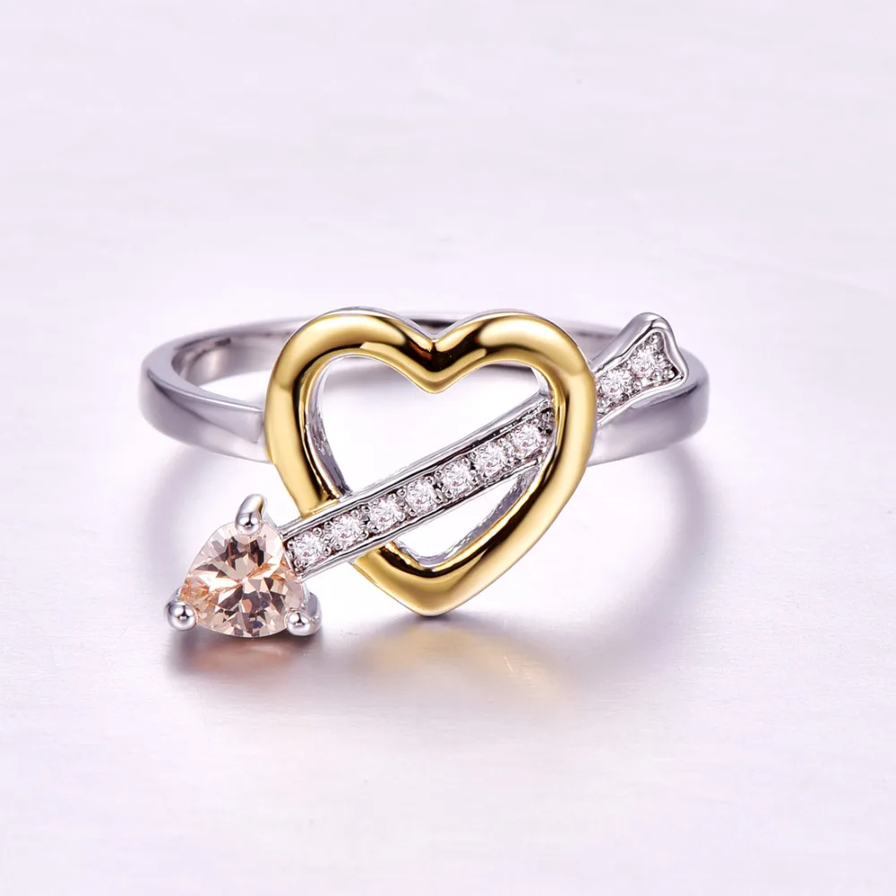 Lingmei Love Heart Women Fashion Jewelry Pink &amp Yellow White Zircon Silver Color Ring Size 6 7 8 9 Wedding Bridal Gifts | Украшения и