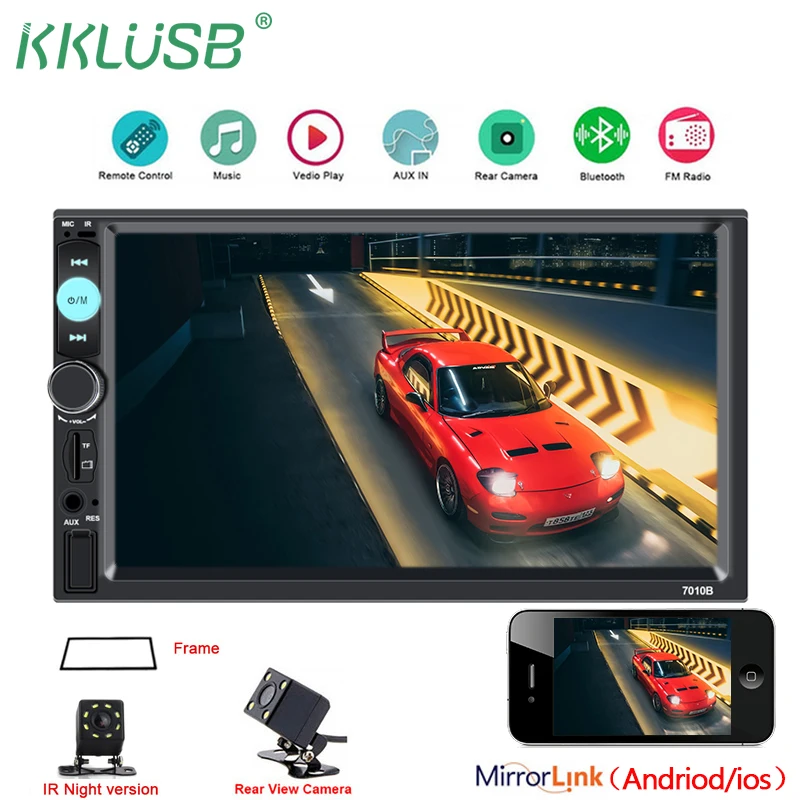 Автомагнитола 2 Din Mp5 плеер Bluetooth Mirrorlink для Iphone/Andriod Сенсорный экран Авторадио