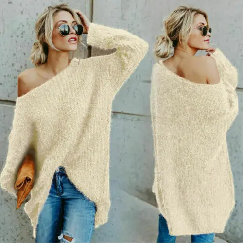 Sweater Shoulder Women The Long Sleeve Hot Pullover Casual Off 2019 new fashion strapless | Женская одежда