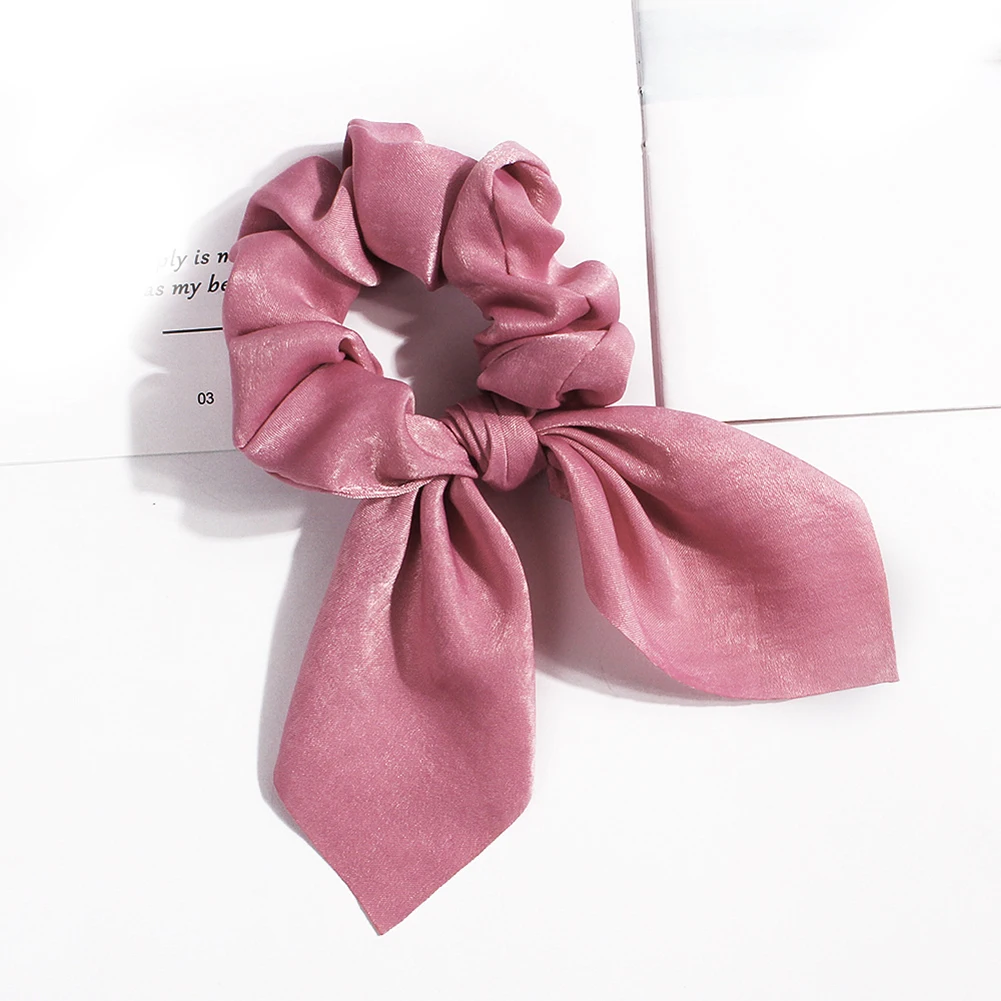dark pink Новые шифоновые банты шелковые резинки для волос женские жемчужные конский хвост держатель заколка для волос Веревка резинки для волос аксессуары - Цвет: dark pink