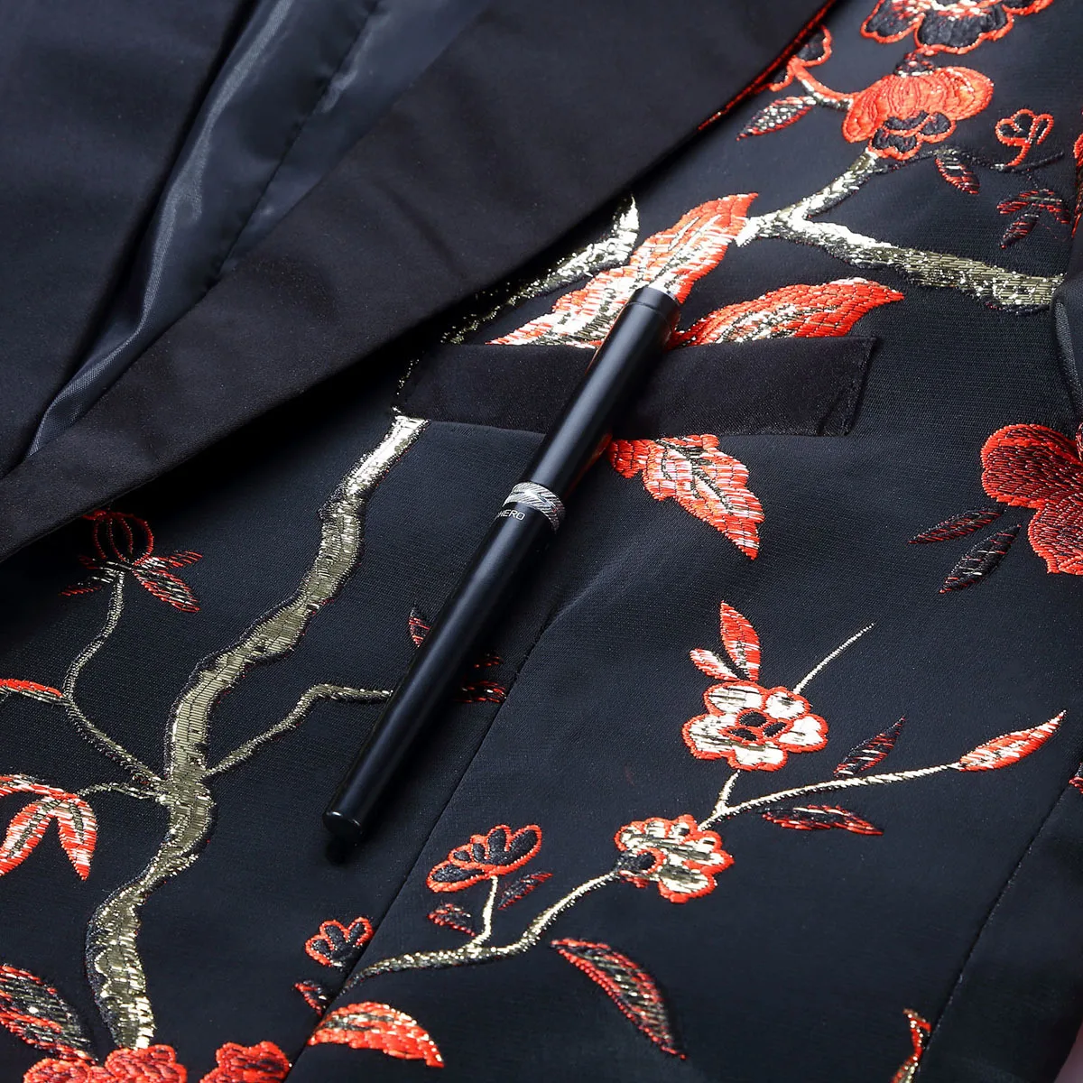 PYJTRL красный золотой синий зеленый парча Вышивка Цветочные птицы узор Slim Fit Блейзер дизайн мужской костюм куртка сценическая певица одежда