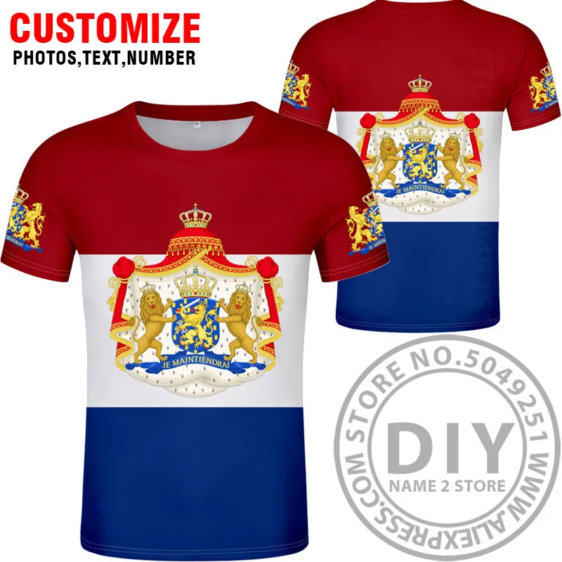 Style 2 Голландская футболка diy Бесплатный Пользовательский логотип Название фото nld футболка nation flag nl kingdom ткань для платья печать текст страна одежда - Цвет: Style 2