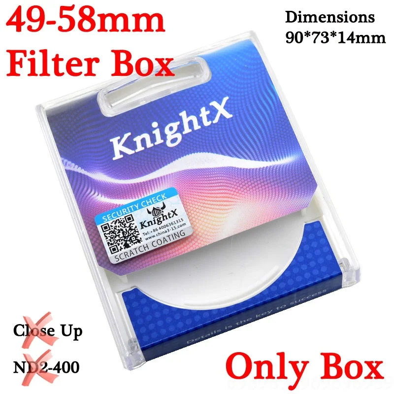 KnightX UV CPL ND Star 49 52 58 62 67 72 77 мм фильтр для объектива камеры для canon sony nikon фотография 18-200 1300d набор фото светильник - Цвет: 49-58mm Filter Box