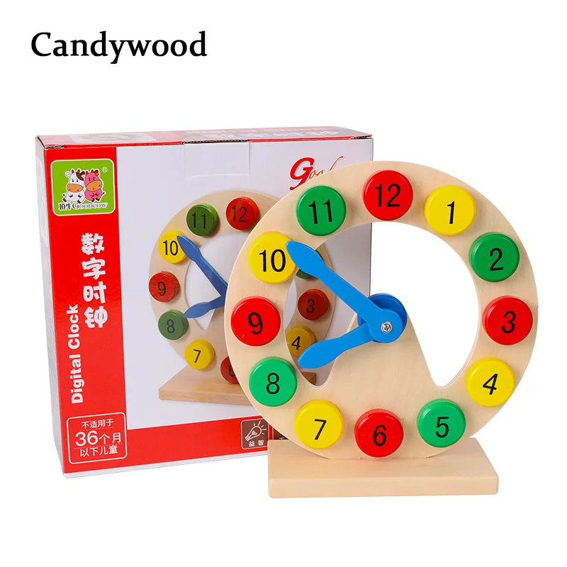 

Wooden Toys Learn to Tell Time Wooden Digital Clock Montessori Teaching Aids Kids Baby Early Learning Toys for children