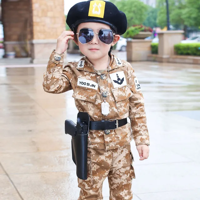Conjunto de ropa de camuflaje para niños pequeños, uniforme militar, traje deportivo para de 4 piezas, y sombrero gratis, primavera y otoño AliExpress