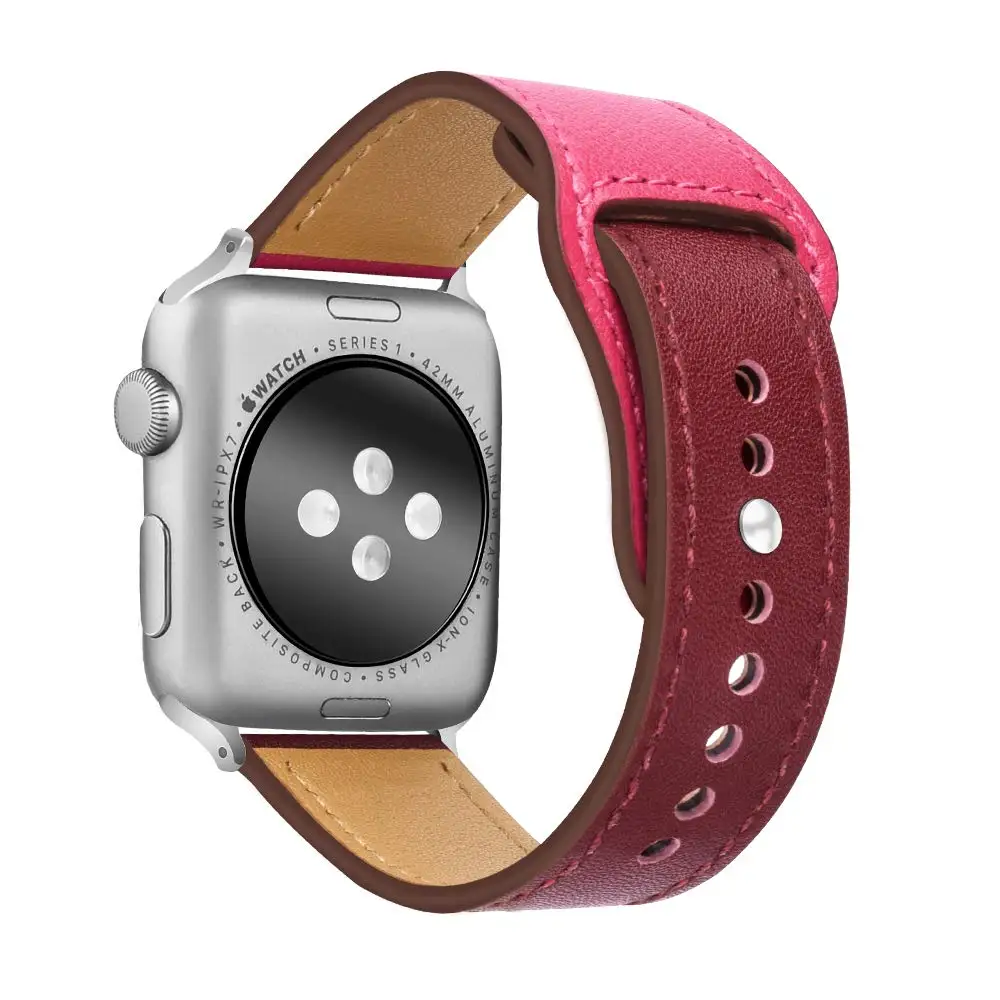 Wine red Ремешок для apple watch 42 мм, 38 мм, 44 мм, 40 мм, correa iwatch 3/2, кожаный браслет на запястье, ремень, pulseira, apple watch 4, аксессуары - Цвет ремешка: Wine red