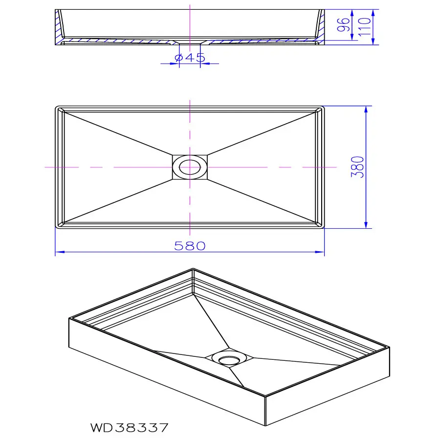 

Rectangular bathroom solid surface stone Under counter sink fashionable wash basin XRS38337