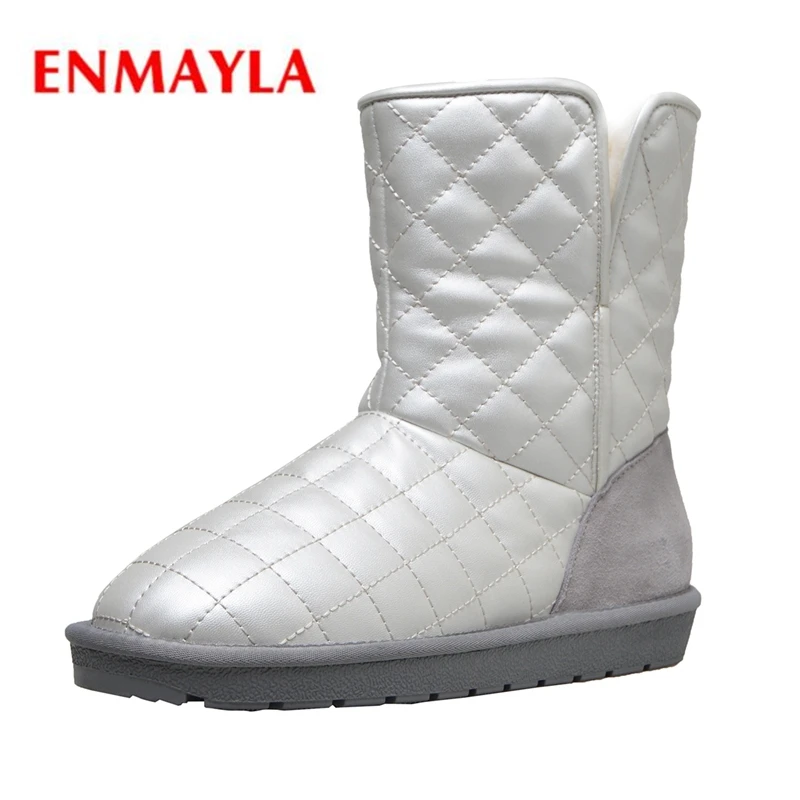 

ENMAYLA Round Toe Snow Boots Slip-On Ankle winter boots women botas mujer invierno Size 34-43 ZYL1917