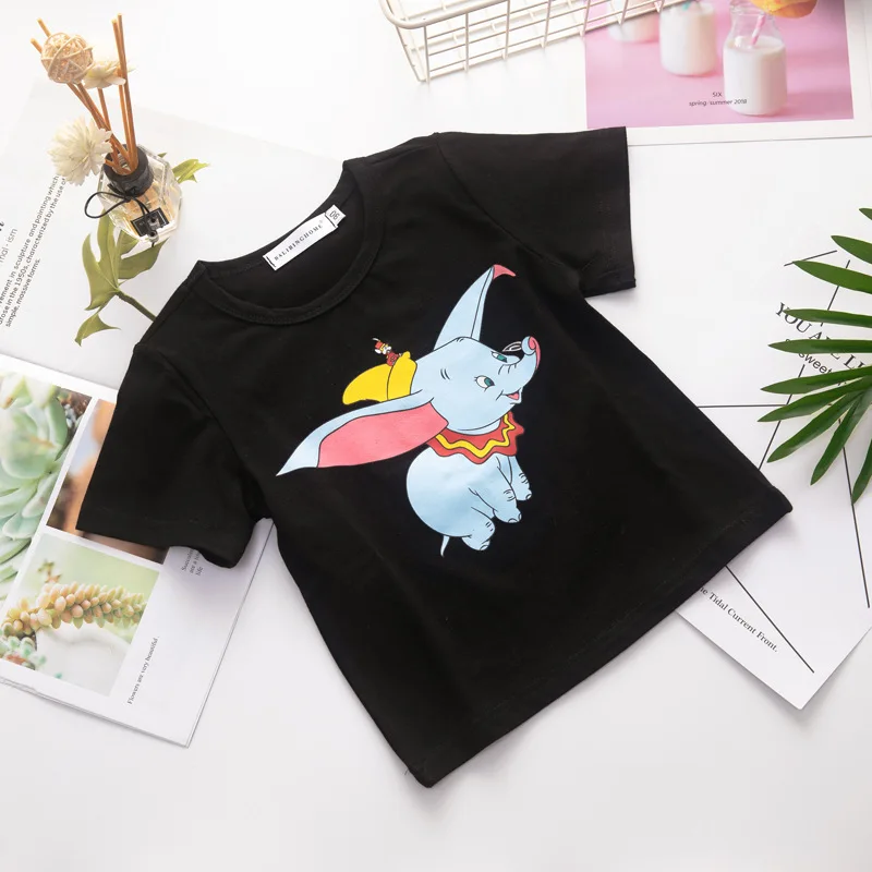 Детские летние футболки Дамбо для девочек семейная Одинаковая одежда мамы и меня