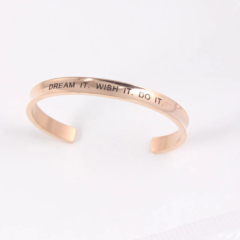 LET IT GO RoseGold 316L браслет из нержавеющей стали 7 мм положительное вдохновляющее