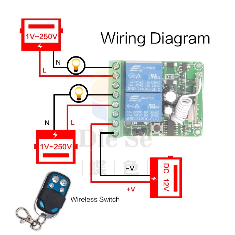 Пульт дистанционного управления 433Mhz DC12V 10A 2CH rf переключатель релейный приемник и передатчик для гаража пульт дистанционного управления и дистанционный выключатель света