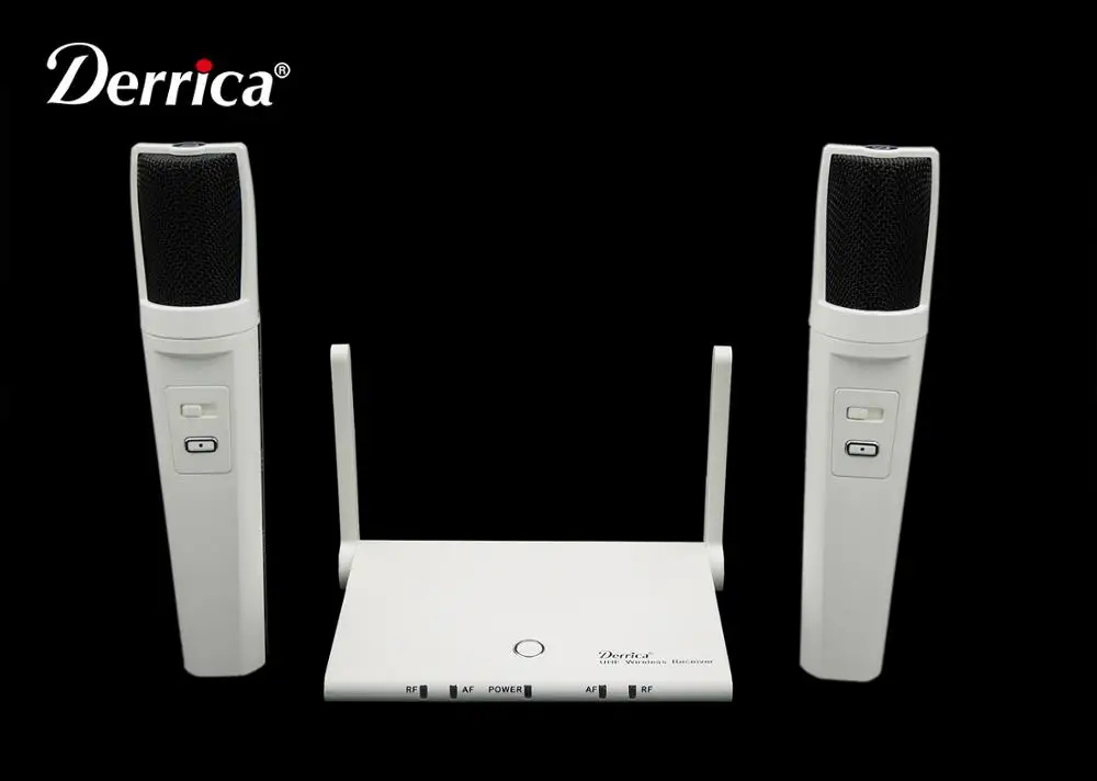 구매 무료 배송! Derrica OK-82 듀얼 핸드 헬드 송신기 마이크, 전문 UHF 무선 마이크 가라오케 시스템