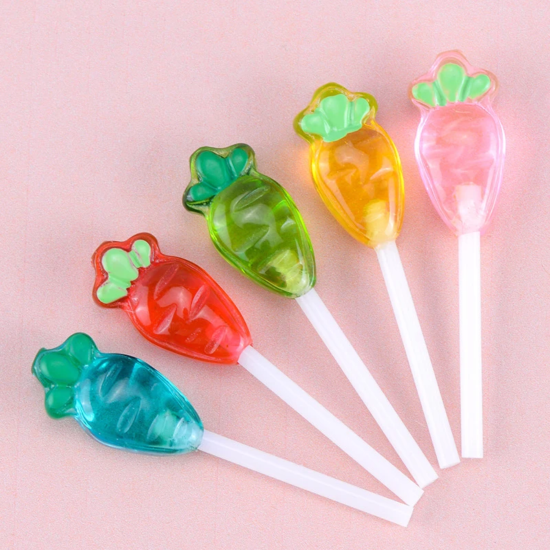 

10Pcs Kawaii Carrot Lollipops Flatback Resin Cabochons Mini Food DIY Embellishment For Phone Case Hair Bow Decoration Supplies