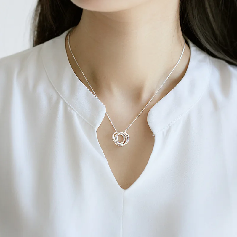 XIYANIKE, модное, индивидуальное, 925 пробы, Серебряное ювелирное изделие, трициклическая любовь, простая цепочка на ключицу, подвеска, ожерелье для женщин, VNS8298