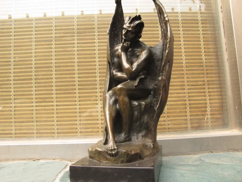 14 &quotпавший ангел крыло сатана демоны мраморная Бронзовая статуя Бэтмена|art|arts and