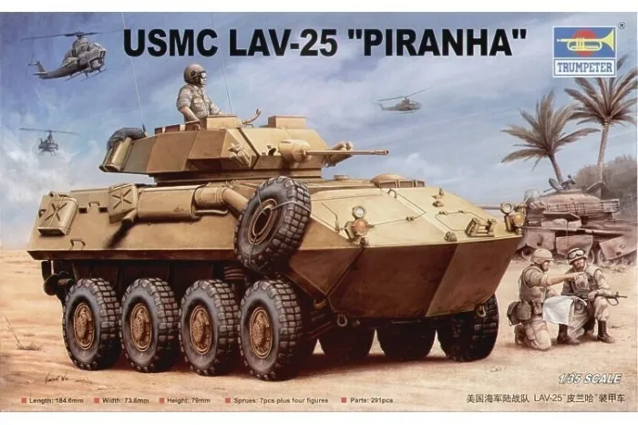 

00349 1:35 American LAV-25 "piranha" wheeled armored vehicle and Marines Assembly model