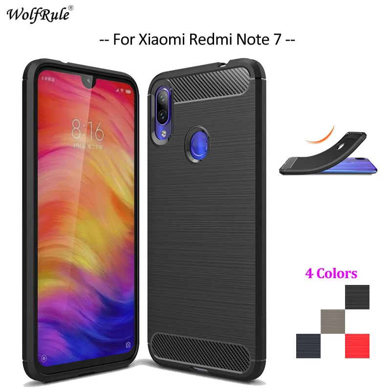 Чехол для телефона из углеродного волокна Xiaomi Redmi Note 7 мягкий чехол-накладка ТПУ