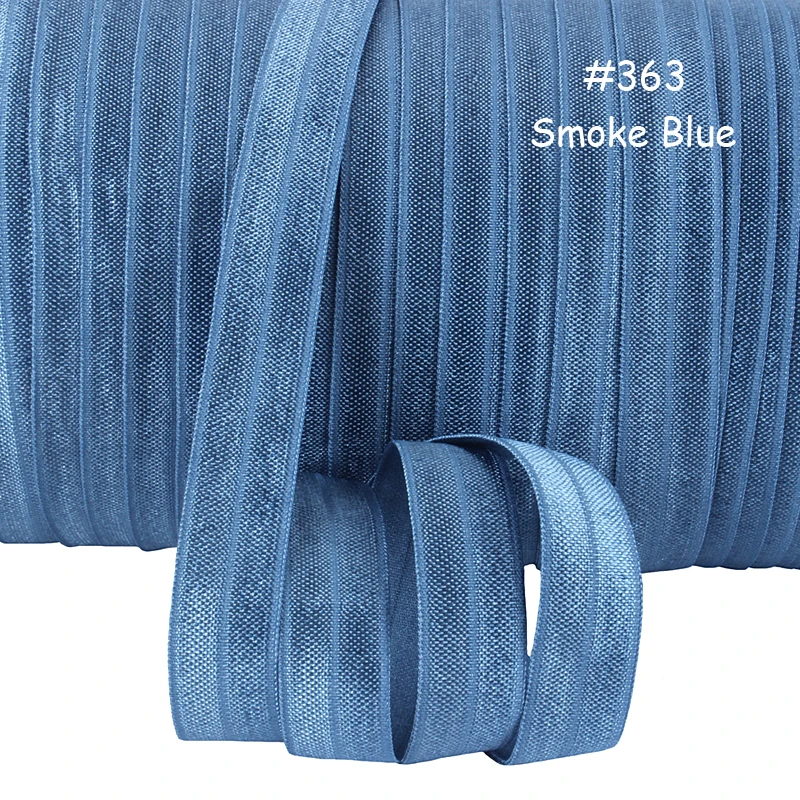 

(100Y/lot) Free shipping soft nylon smoke blue solid fold over elastic