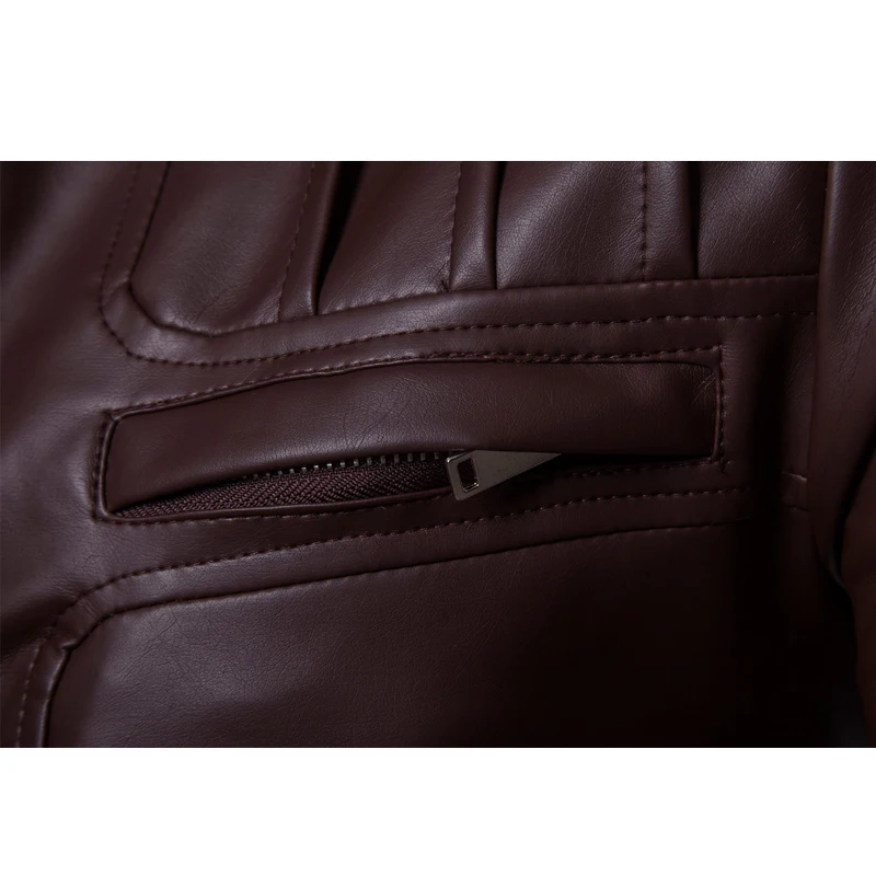 Коричневая куртка из искусственной кожи мужское приталенное пальто с