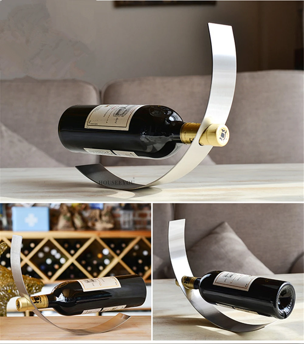 Creative Letter C Design 304 Stainless Steel Wine Rack Bottle Holder Stemware Shelf Display Organizer Home Decor Crafts | Дом и сад
