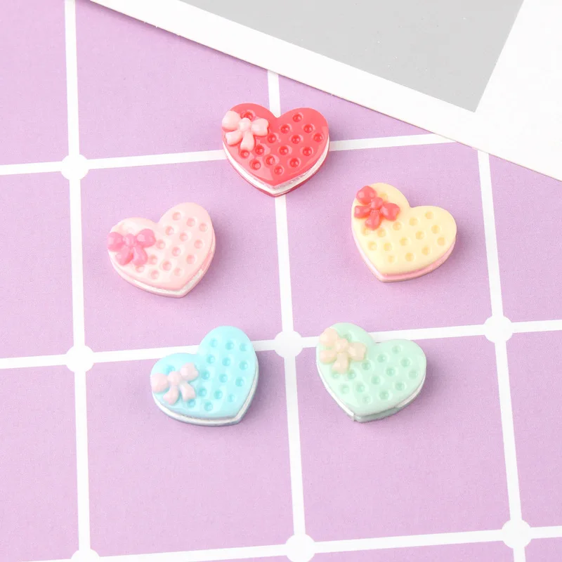 10 шт. 17*14 мм модные DIY кавайный Кабошон из смолы с сердечком для печенья наклейки