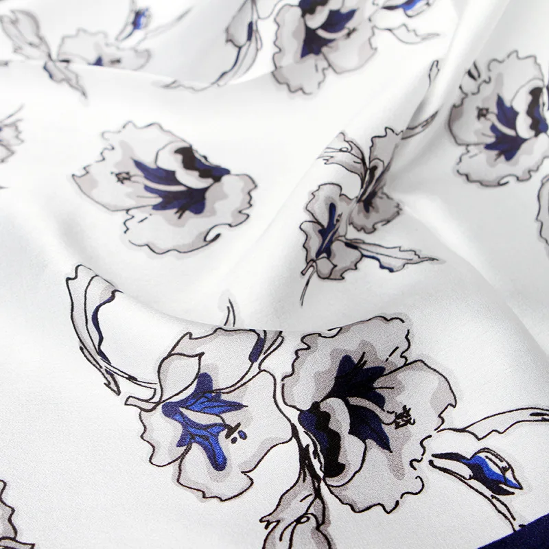 Элегантные мягкие шарфы с цветочным принтом 100% Шелковый атласный шарф женский 53