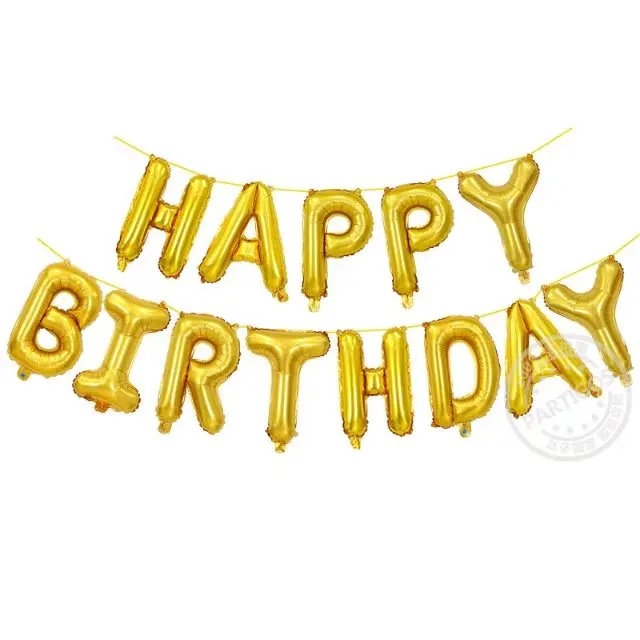 gold 13 шт. 16 дюймов с днем рождения письмо фольга шар Baby Shower вечерние цвета розового золота алфавитный баннер Декор принадлежности для девочек и мальчиков подарки - Цвет: gold